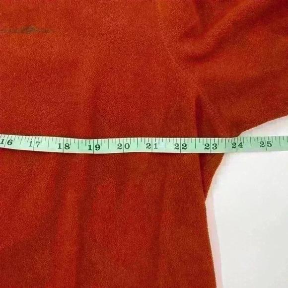 Eddie Bauer Mens Large Tall 1/4 Zip Pullover Fleece Lightweight Orange Polyester - Picture 4 of 10